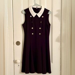 Tommy Hilfiger Collared Fit and Flare Black Dress